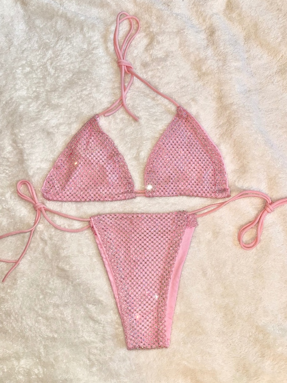 Pink Rhinestone Bikini Set in Large, Embellished Bikini, Bling, New!